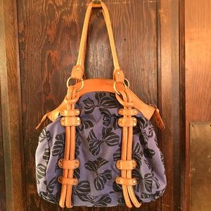 Anthropologie bag purse blue bows black